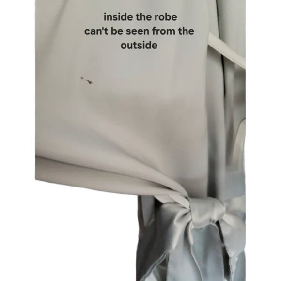 "Mother Of The Groom" Light Blue Satin Kimono with Gold Glitter Writing One Size - Picture 14 of 16
